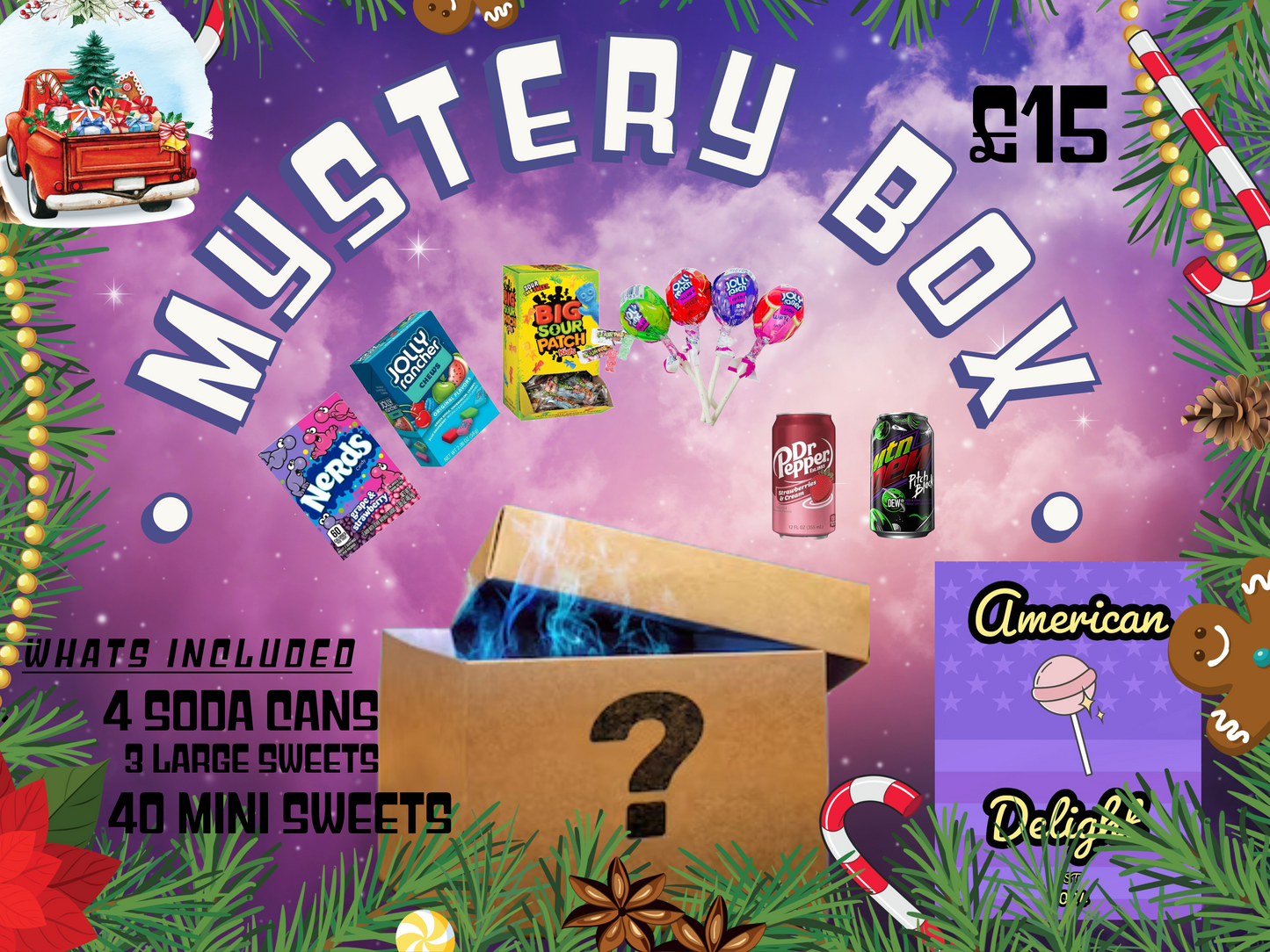 £15 Christmas Mystery Box – Surprise Selection of American Treats!